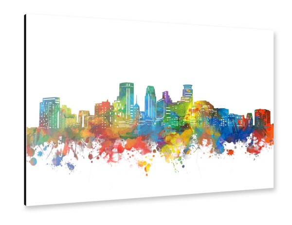 Alu-Dibond "Minneapolis skyline watercolor" 30x20 cm artboxONE