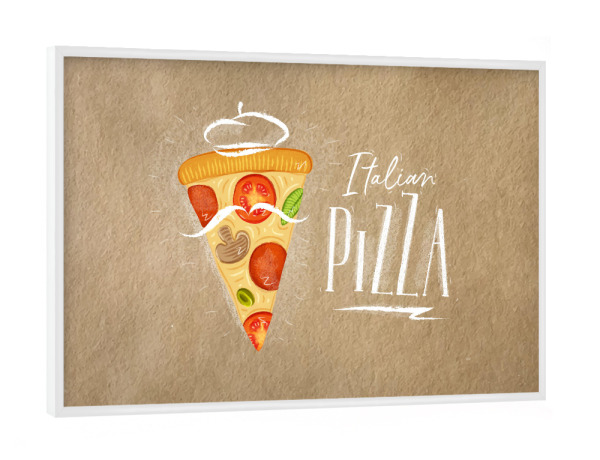 Poster mit weißem Rahmen "Italian pizza slice craft" artboxONE - Essen & Trinken