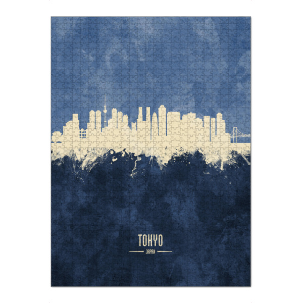 Puzzle Ravensburger "Tokyo Skyline Navy" artboxONE - Städte / Tokio - Tokyo,Japan,Skyline,Cityscape,Painting,Watercolour,Stadtbild - Bild tokyo