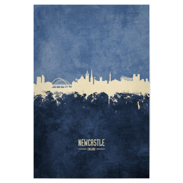 Poster 30x20 cm "Newcastle Skyline Navy" artboxONE - Städte - Newcastle,England,Skyline,Cityscape,Painting,Watercolour,Stadtbild