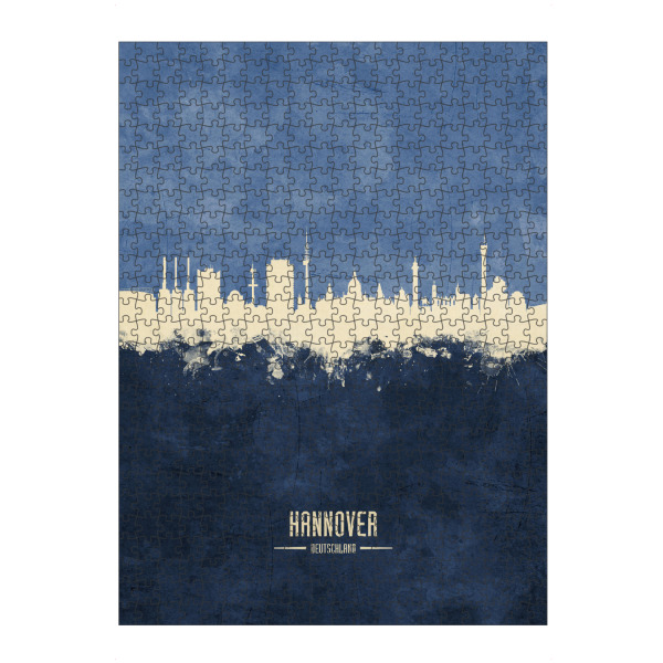 artboxONE Puzzle "Hannover Skyline Navy" artboxONE - Städte - Hannover,Germany,Skyline,Cityscape,Painting,Watercolour,Stadtbild - Bild hannover