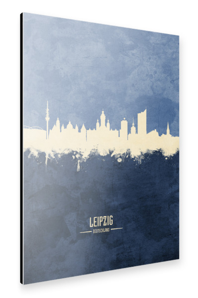 Alu-Dibond "Leipzig Skyline Navy" 30x20 cm artboxONE