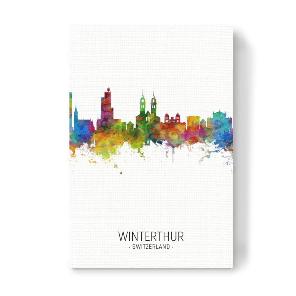 Leinwandbild "Winterthur Skyline Portrait" artboxONE - Städte - Winterthur,Switzerland,Skyline,Cityscape,Painting,Watercolour,Stadtbild