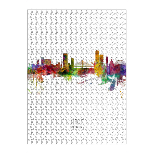 Puzzle Ravensburger "Liege Skyline Portrait" artboxONE - Städte - Liege,Belgium,Skyline,Cityscape,Painting,Watercolour,Stadtbild - Bild liege