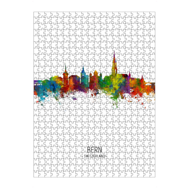 Puzzle Ravensburger "Bern Skyline Portrait" artboxONE - Städte - Bern,Switzerland,Skyline,Cityscape,Painting,Watercolour,Stadtbild - Bild bern