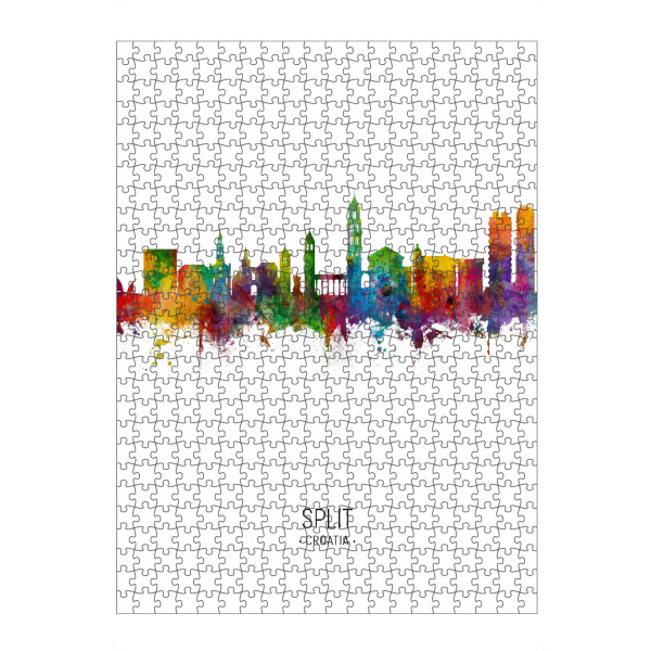 Puzzle Ravensburger "Split Croatia Skyline Portrait" artboxONE - Städte - Split,Croatia,Skyline,Cityscape,Painting,Watercolour,Stadtbild