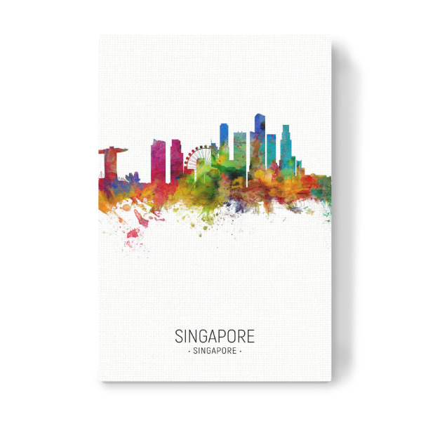 Leinwandbild "Singapore Skyline Portrait" artboxONE - Städte / Singapur - Singapore,Skyline,Cityscape,Painting,Watercolour,Stadtbild