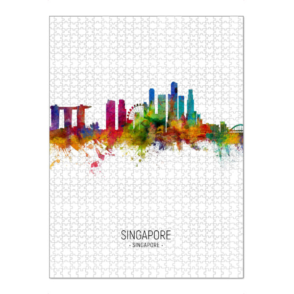 Puzzle Ravensburger "Singapore Skyline Portrait" artboxONE - Städte / Singapur - Singapore,Skyline,Cityscape,Painting,Watercolour,Stadtbild