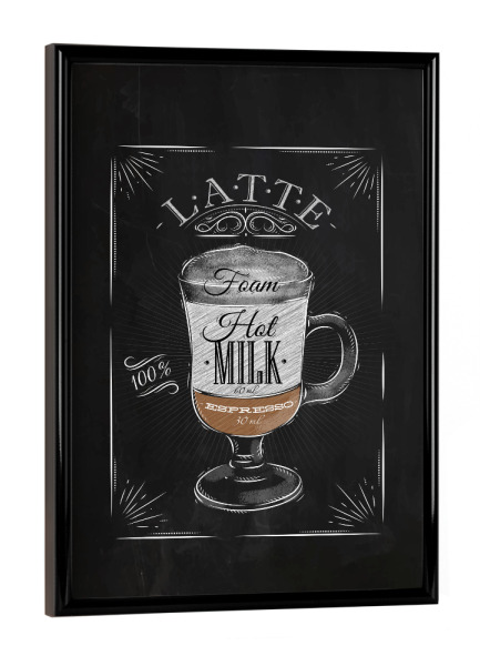Poster mit schwarzem Rahmen "Coffee latte vintage chalk" artboxONE - Essen & Trinken,Schwarzweiß
