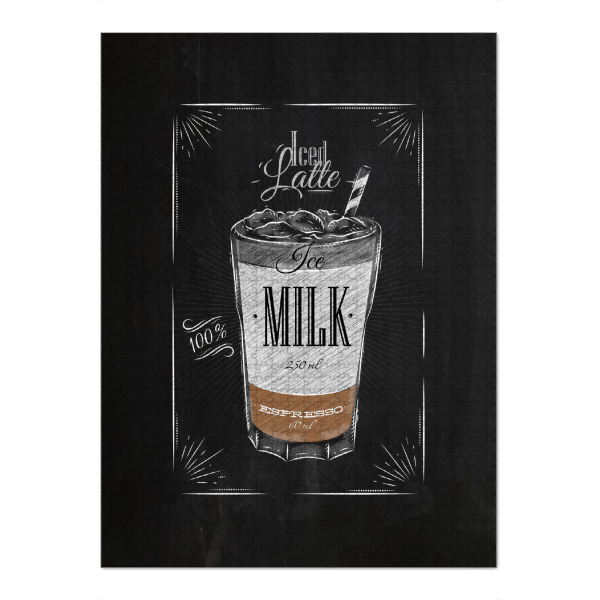 Puzzle Ravensburger "Coffee iced latte chalk" artboxONE - Essen & Trinken,Schwarzweiß