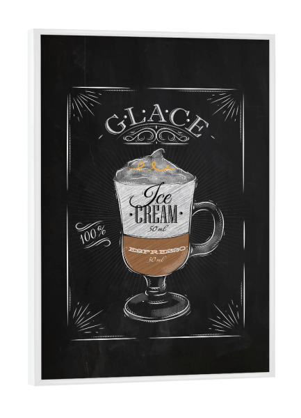 Poster mit weißem Rahmen "Coffee glace chalk" artboxONE - Essen & Trinken,Schwarzweiß