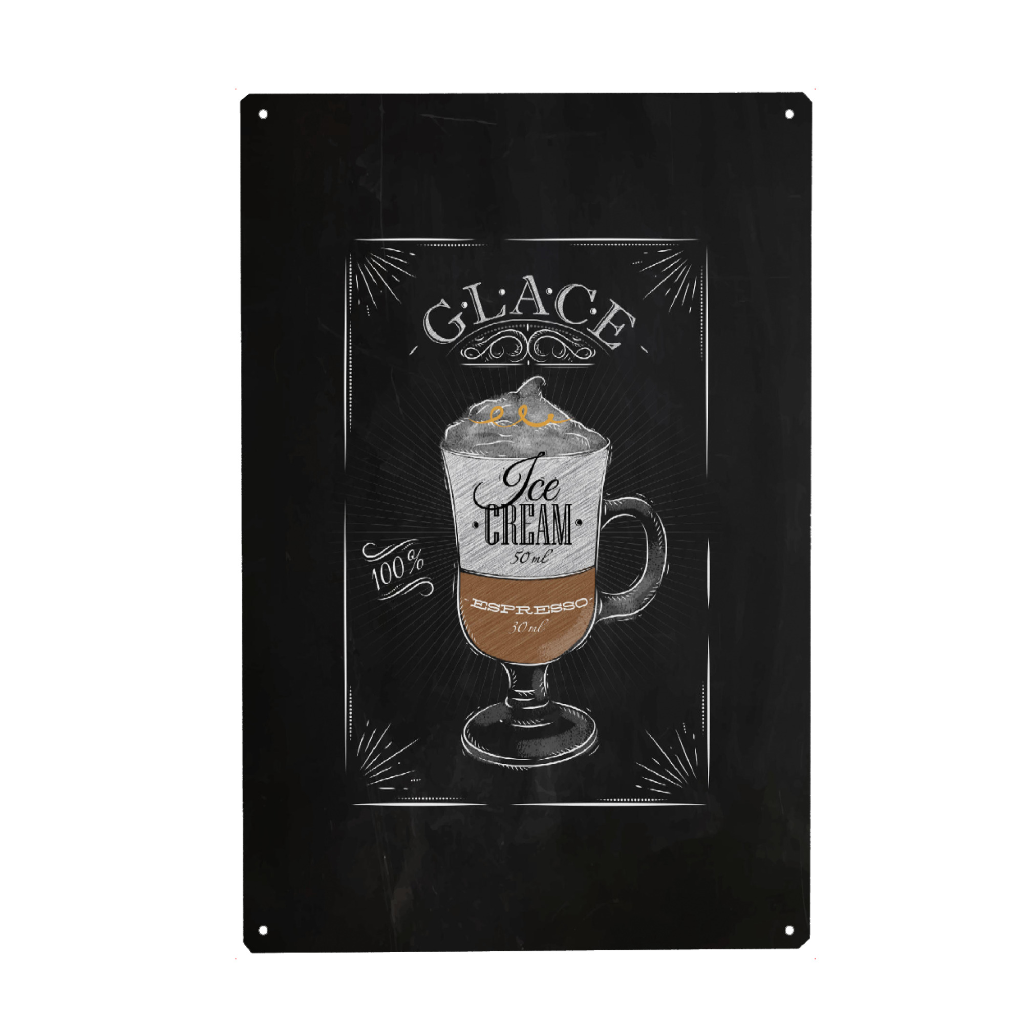 Metall Poster "Coffee glace chalk" artboxONE - Essen & Trinken,Schwarzweiß