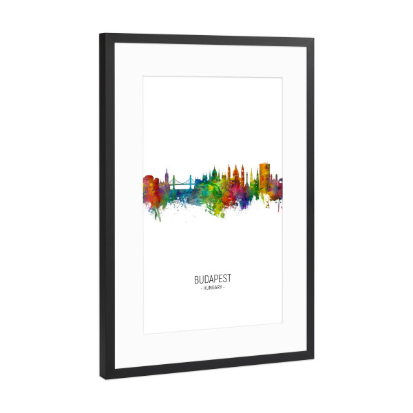 Poster mit Rahmen Schwarz (Metallic) "Budapest Skyline Portrait" artboxONE - Städte / Budapest
