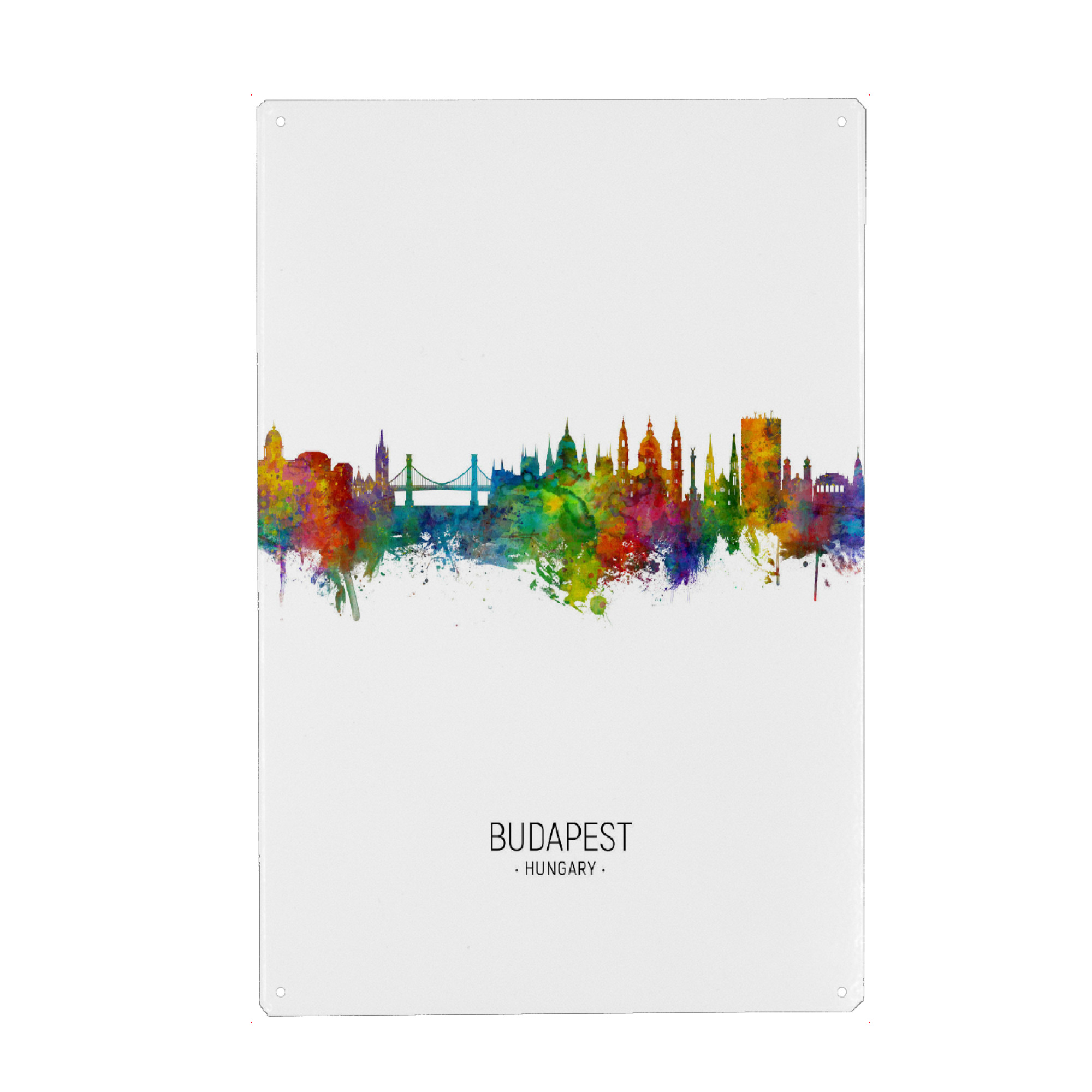 Holzbild "Budapest Skyline Portrait" artboxONE - Städte / Budapest - Budapest,Hungary,Skyline,Cityscape,Painting,Watercolour,Stadtbild