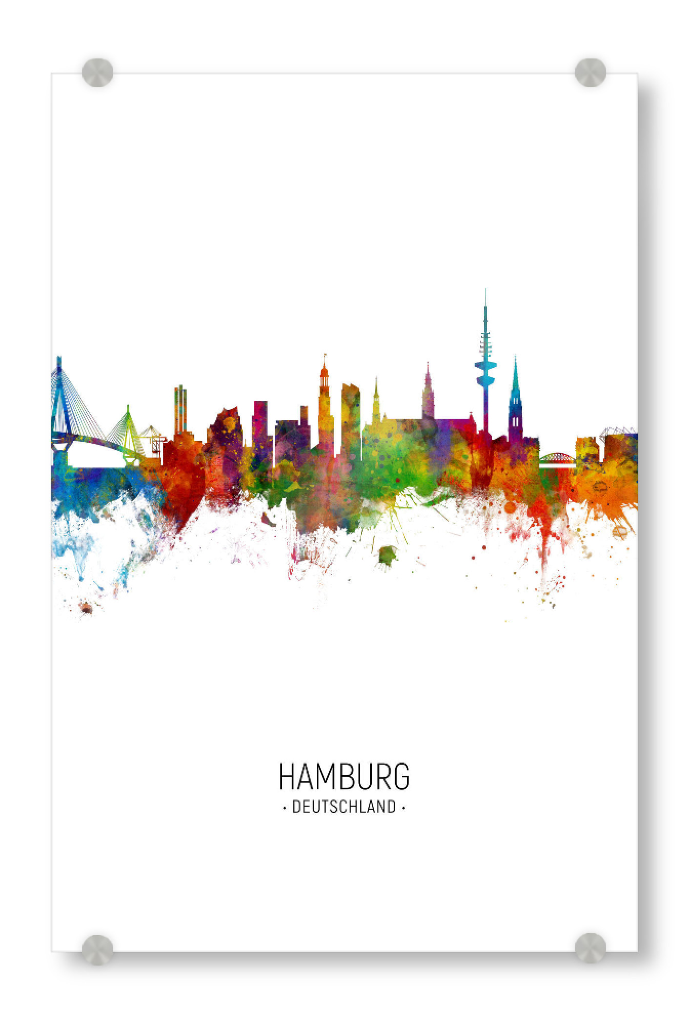 Acrylglasbild "Hamburg Skyline Portrait" artboxONE - Städte / Hamburg - Hamburg,Germany,Skyline,Cityscape,Painting,Watercolour,Stadtbild