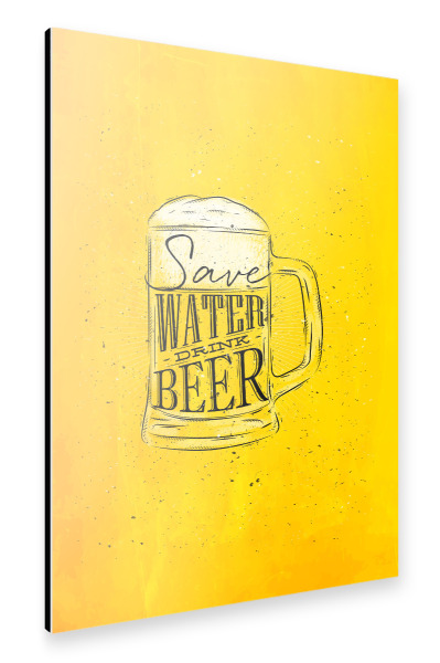 Alu-Dibond "Drink beer yellow" 30x20 cm artboxONE