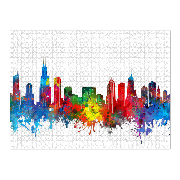 Puzzle Ravensburger "Chicago skyline watercolor" artboxONE - Städte,Reise,Abstrakt,Architektur,Städte / Chicago