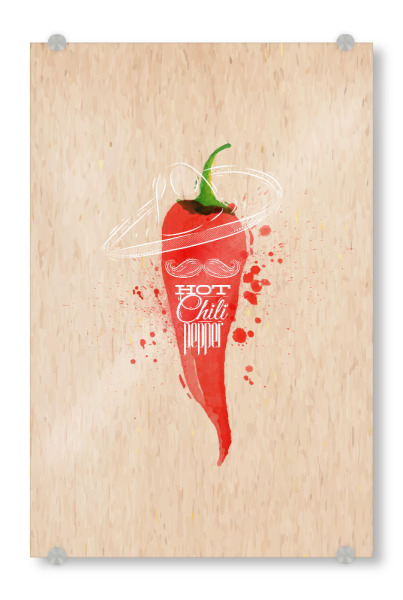 Acrylglasbild "Watercolor hot chili pepper" artboxONE - Essen & Trinken / Obst & Gemüse,Lustig