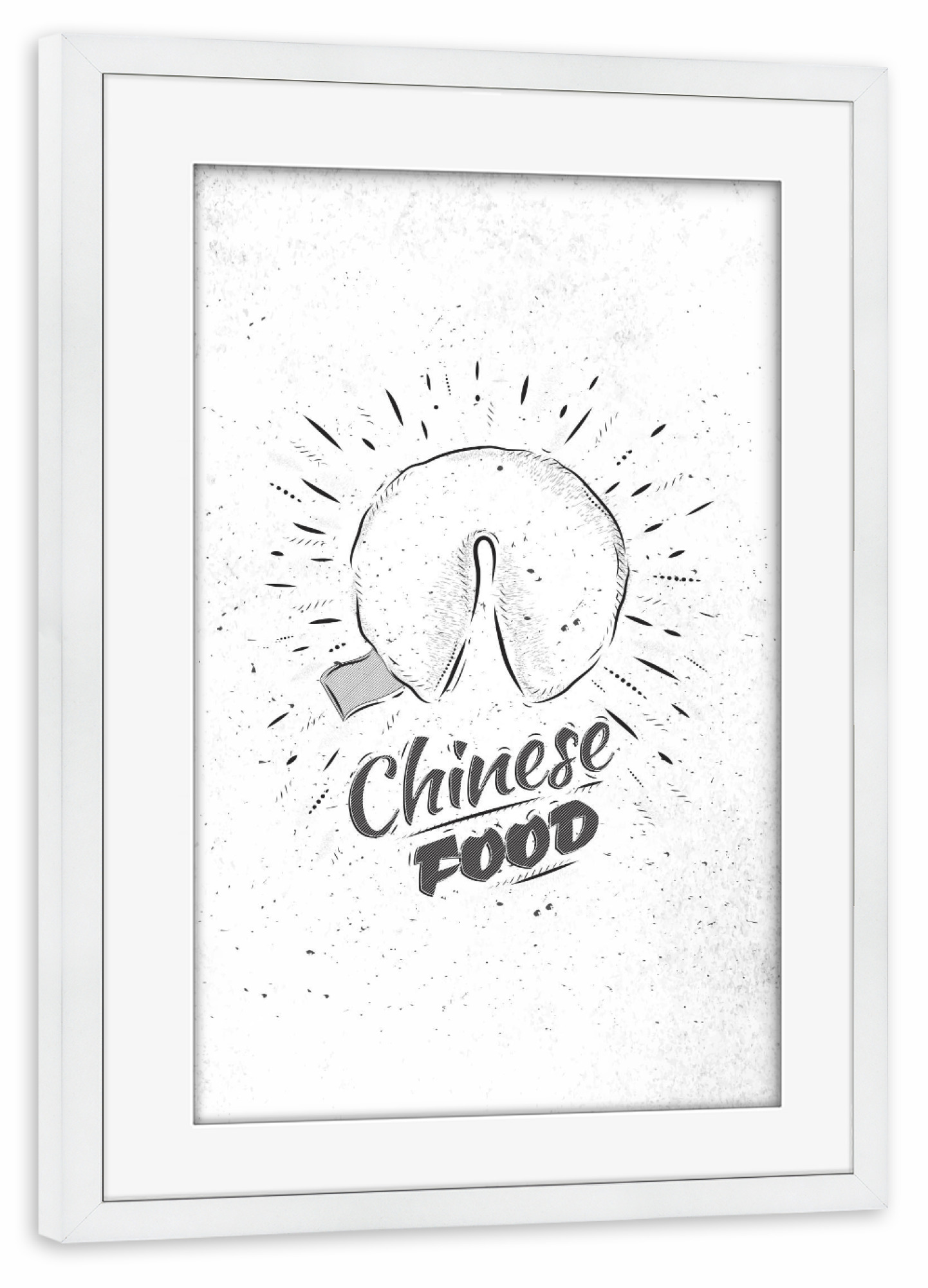 Poster mit Rahmen weiß "Chinese food fortune cookies" artboxONE - Essen & Trinken,Schwarzweiß