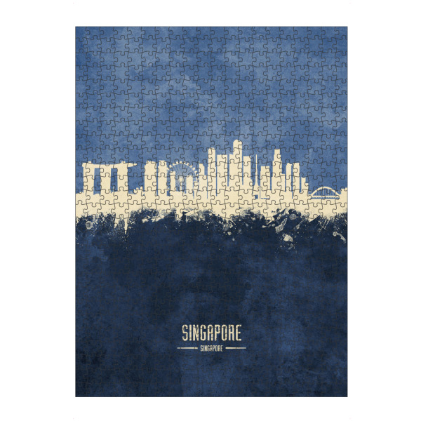 artboxONE Puzzle "Singapore Skyline Navy" artboxONE - Städte / Singapur - Singapore,Skyline,Cityscape,Painting,Watercolour,Stadtbild