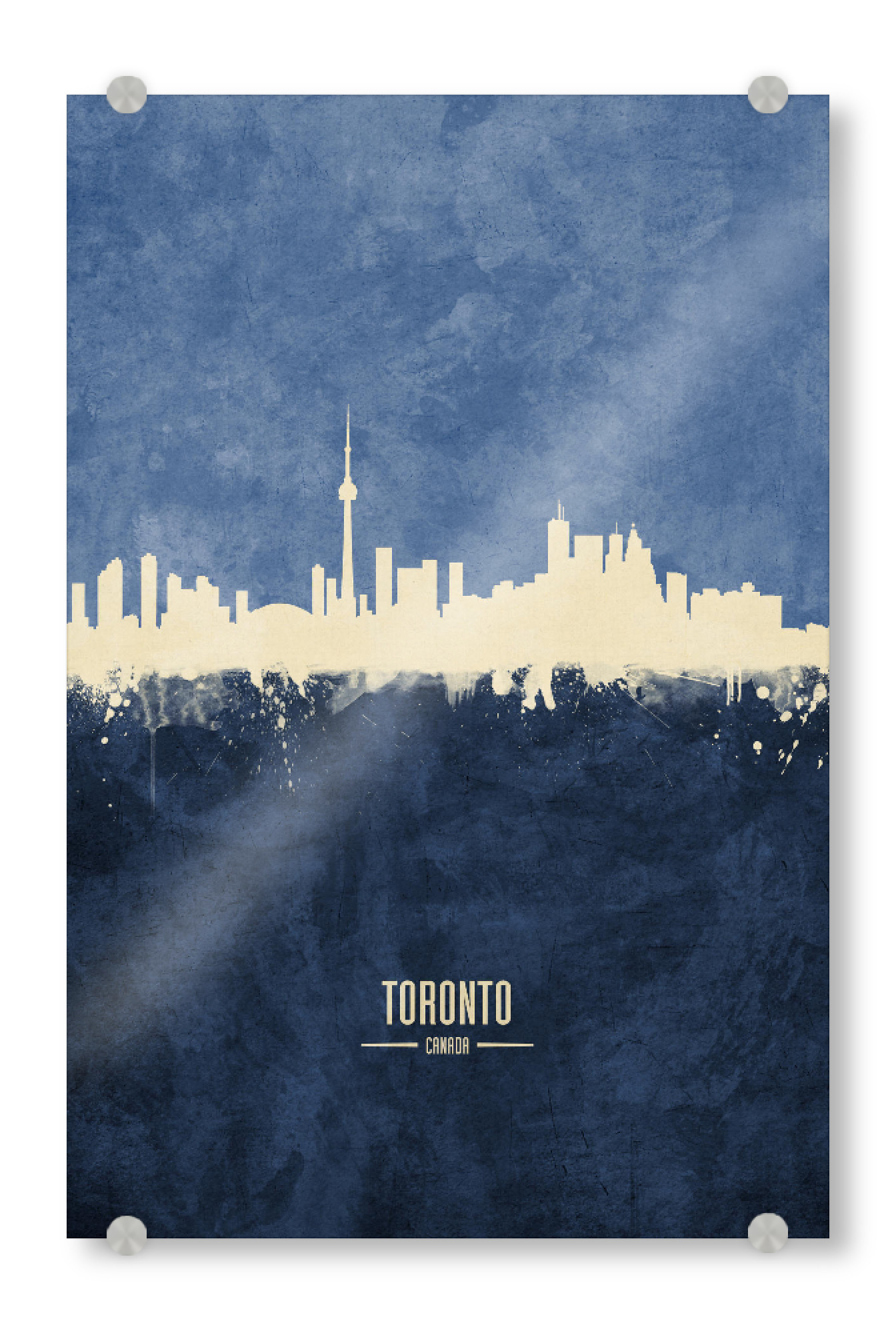 Acrylglasbild "Toronto Skyline Navy" artboxONE - Städte - Toronto,Canada,Skyline,Cityscape,Painting,Watercolour,Stadtbild