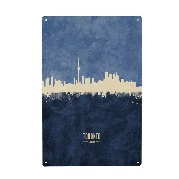 Metall Poster "Toronto Skyline Navy" artboxONE - Städte - Toronto,Canada,Skyline,Cityscape,Painting,Watercolour,Stadtbild - Blechschild