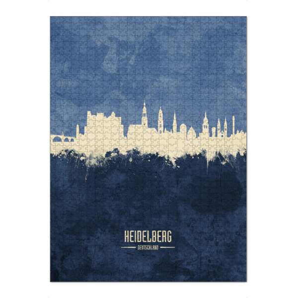 Puzzle Ravensburger "Heidelberg Skyline Navy" artboxONE - Städte - Heidelberg,Germany,Skyline,Cityscape,Painting,Watercolour,Stadtbild
