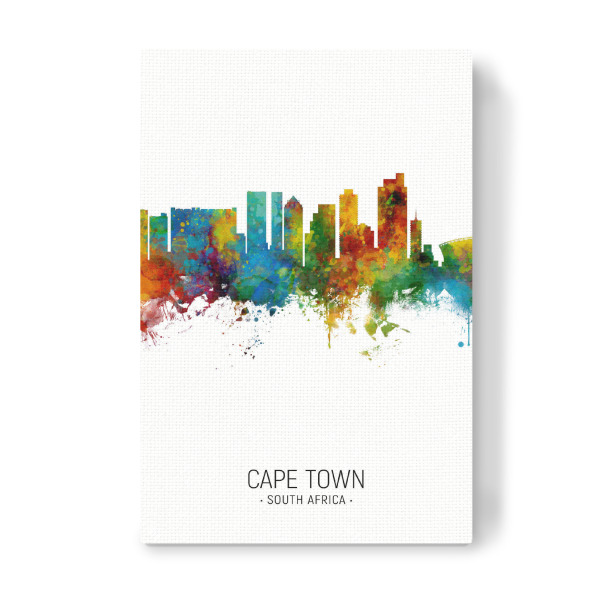 Leinwandbild "Cape Town Skyline Portrait" artboxONE - Städte - Cape town,South africa,Skyline,Cityscape,Painting,Watercolour,Stadtbild
