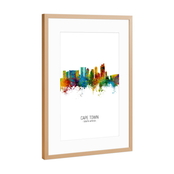 Poster mit Rahmen Kupfer "Cape Town Skyline Portrait" artboxONE - Städte - Cape town,South africa,Skyline,Cityscape,Painting,Watercolour,Stadtbild