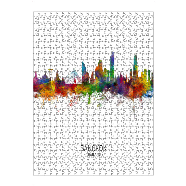 Puzzle Ravensburger "Bangkok Skyline Portrait" artboxONE - Städte - Bangkok,Thailand,Skyline,Cityscape,Painting,Watercolour - Bild bangkok