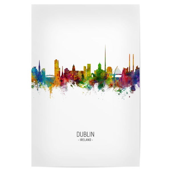 Poster 30x20 cm "Dublin Skyline Portrait" artboxONE - Städte - Dublin,Ireland,Skyline,Cityscape,Painting,Watercolour,Stadtbild