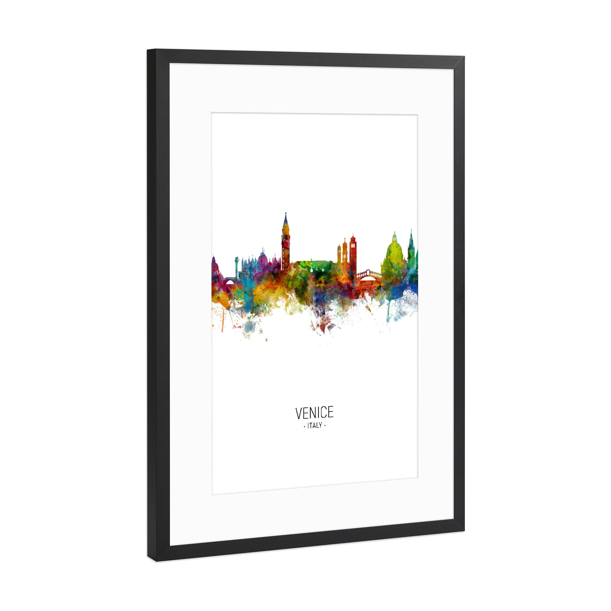 Poster mit Rahmen Schwarz (Metallic) "Venice Skyline Portrait" artboxONE - Städte / Venedig
