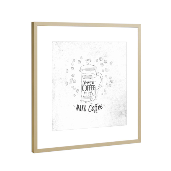 Poster mit Rahmen Gold "Coffee press" artboxONE - Essen & Trinken,Schwarzweiß
