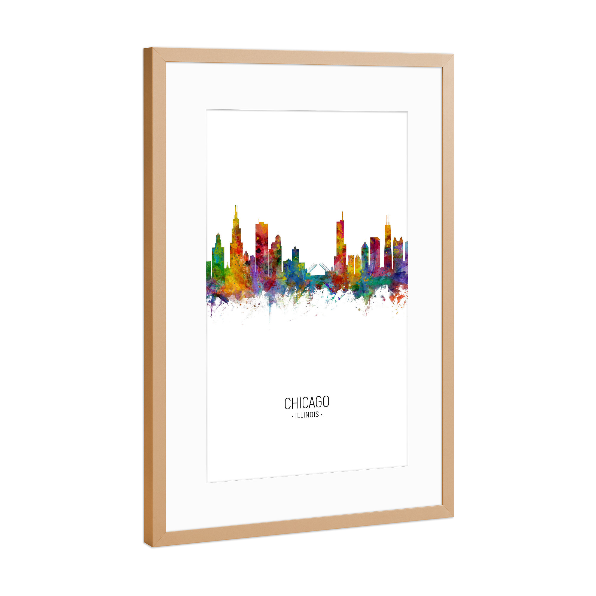 Poster mit Rahmen Kupfer "Chicago Skyline Portrait" artboxONE - Städte / Chicago