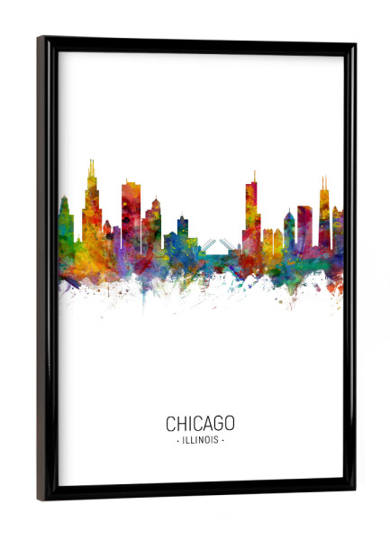 Poster mit schwarzem Rahmen "Chicago Skyline Portrait" artboxONE - Städte / Chicago