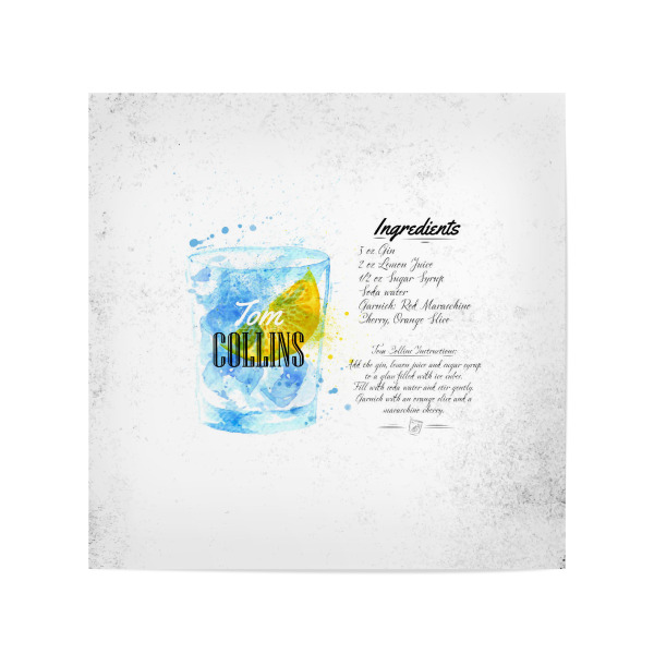 Poster 20x20 cm "Tom Collins cocktail watercolor" artboxONE - Essen & Trinken / Alkohol