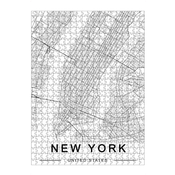 Puzzle Ravensburger "New York, Manhattan Map" artboxONE - Städte / New York,Typografie,Reise,Schwarzweiß,Reise / Länder,Kartografie