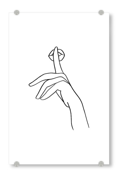 Acrylglasbild "Hand On Lips Silence Line Art" artboxONE - Schwarzweiß,Fashion - Minimal,Bedroom,Woman,Line art,One liner