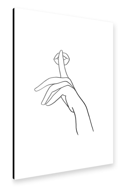 Alu-Dibond "Hand On Lips Silence Line Art" 30x20 cm artboxONE