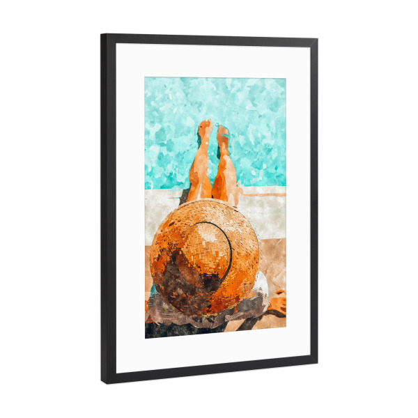 Poster mit Rahmen Schwarz (Metallic) "By The Pool All Day" artboxONE - Menschen,Fashion