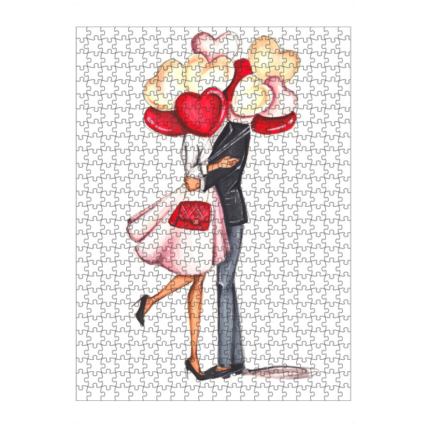 Puzzle Ravensburger "Valentine's Couple" artboxONE - Liebe - Valentines day,Couple,Heart,Love,Cute,Fashion,Fashion illustration