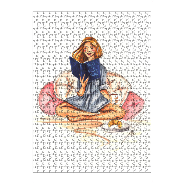Puzzle Ravensburger "Sunday Reading" artboxONE - Fashion - Bookworm,Book,Booklover,Fashion,Fashion illustration,Girl,Teen - Bild bookworm
