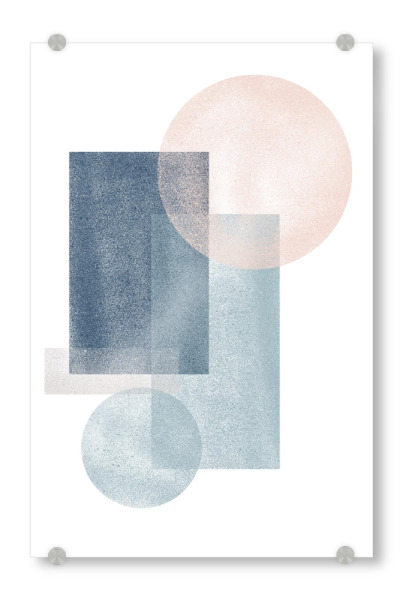 Acrylglasbild "Recrangular and Elliptical Shapes" artboxONE - Abstrakt,Geometrie - Abstract,Composition,Blue,White,Biege,Rectangle,Circle,Ellipse