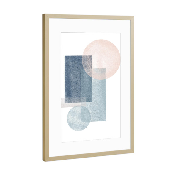 Poster mit Rahmen Gold "Recrangular and Elliptical Shapes" artboxONE - Abstrakt,Geometrie