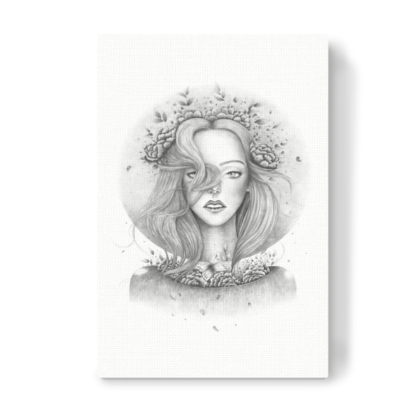 Leinwandbild "Blooming girl" artboxONE - Floral,Schwarzweiß,Festivals - Spring,Floral,Flowers,Bohemian