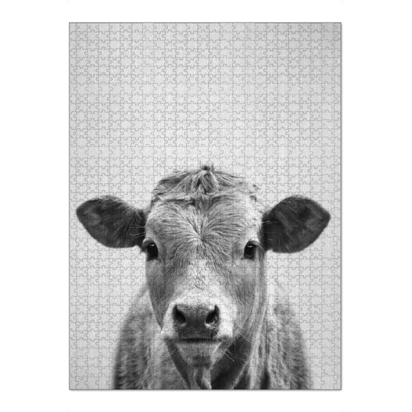 Puzzle Ravensburger "Cow - Black & White" artboxONE - Für Kinder,Tiere,Schwarzweiß