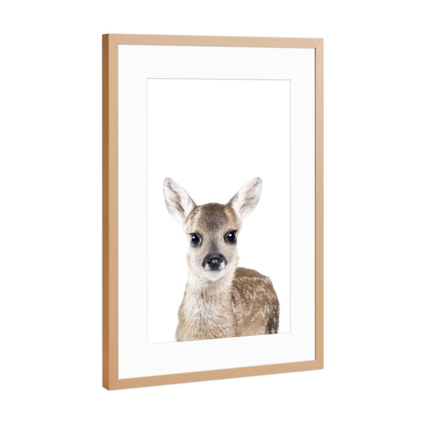 Poster mit Rahmen Kupfer "Little Doe" artboxONE - Tiere - Animal,Fawn,Doe,Deer,Nursery,Animals,Forest,Woodlands