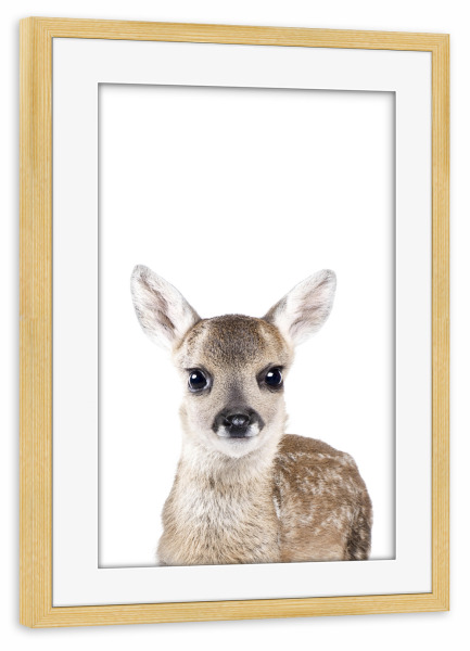 Poster mit Rahmen kiefer "Little Doe" artboxONE - Tiere - Animal,Fawn,Doe,Deer,Nursery,Animals,Forest,Woodlands