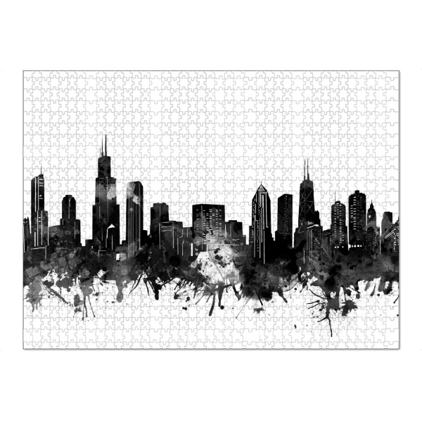 Puzzle Ravensburger "Chicago skyline black and white" artboxONE - Städte,Schwarzweiß,Städte / Chicago