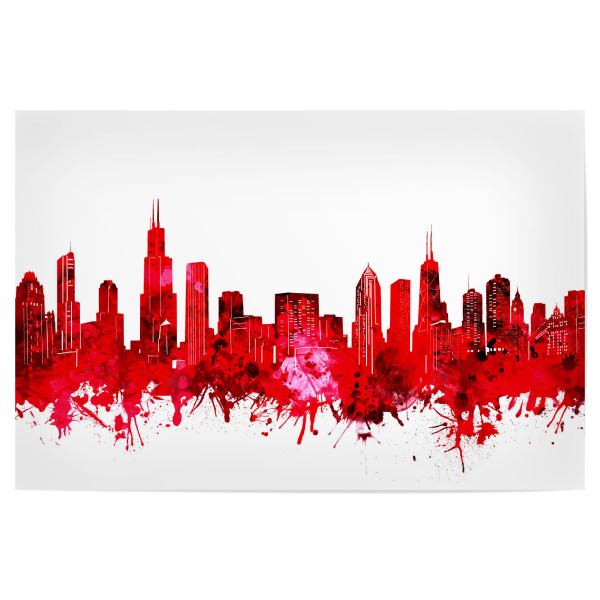 Poster 30x20 cm "Chicago skyline watercolor red" artboxONE - Architektur,Städte / Chicago